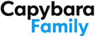 Capybara Family logo with clean, modern typography and the word 'Family' in blue