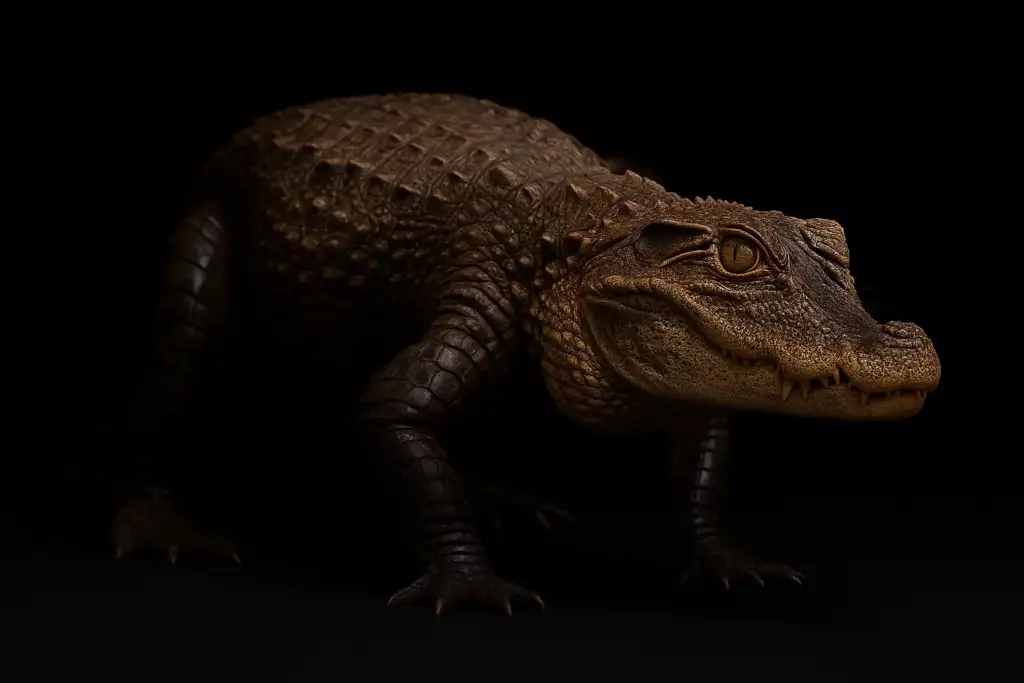 this is high resolution image of caiman with black background.