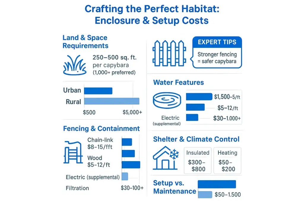 This infographic shows how much it cost to make a perfect habitat for capybara if you're going to pet it.