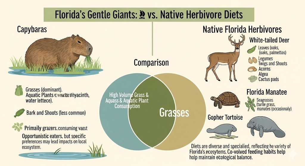 capybara in florida wild diet vs other herbivores diet