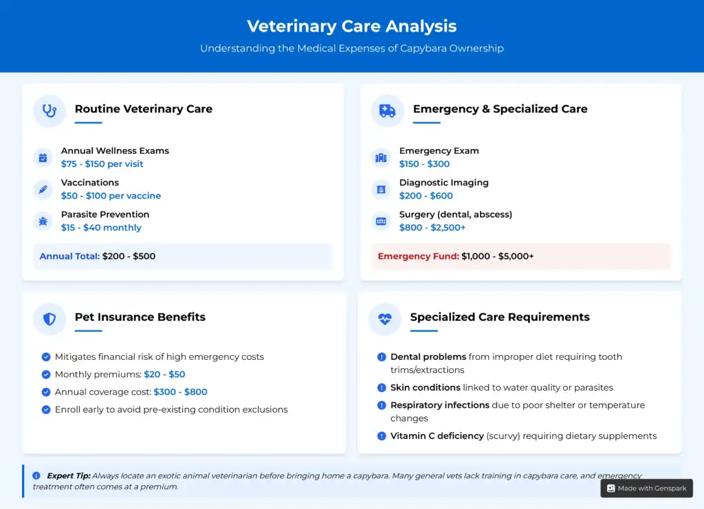A detailed analysis of veterinary care costs for capybara ownership, including routine, emergency, and specialized care.